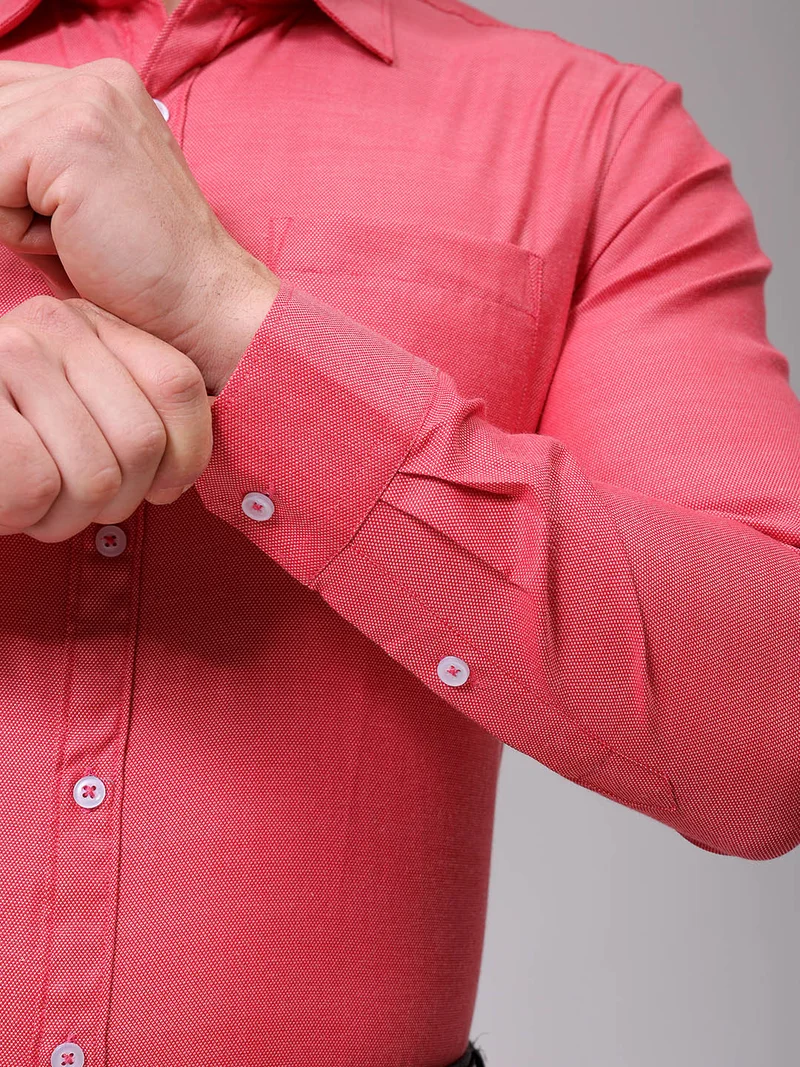 شركة المرآب الهندية Men Slim Fit Solid Full Sleeves Cutaway Collar Formal Shirt