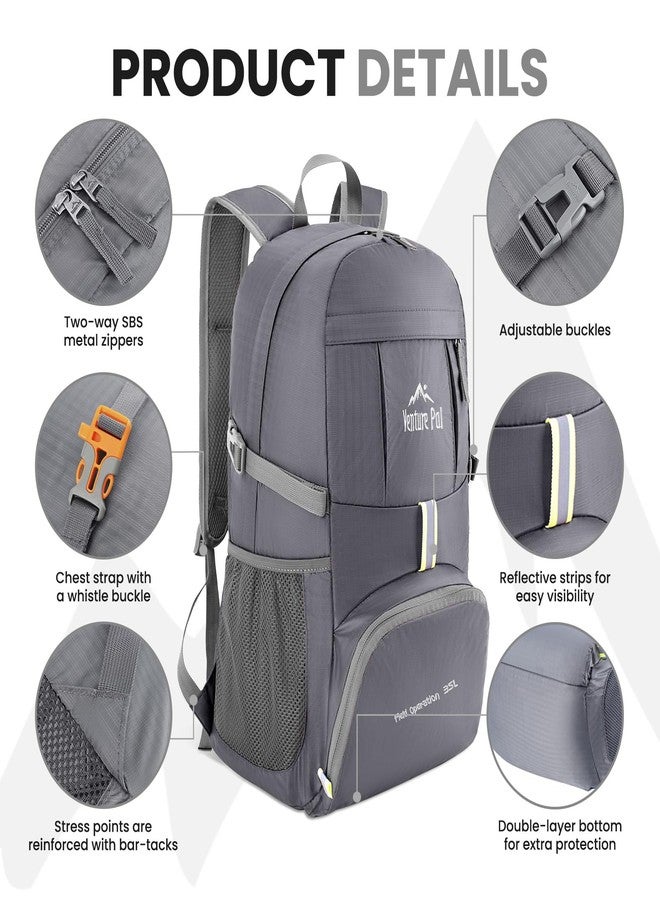 Venture Pal Lightweight Packable Durable Travel Hiking Backpack Daypack (Grey) - Image 3