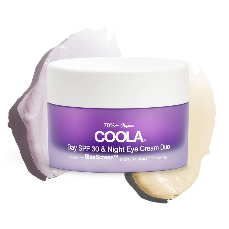 COOLA Organic Day and Night Eye Cream Face Moisturizer with SPF 30 Dermatologist Tested Face Sunscreen with PlantDerived BlueScreen Digital DeStress Technology 08 Fl Oz