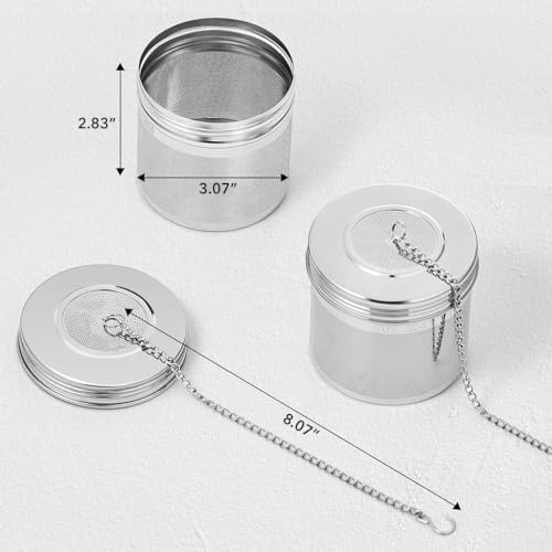 Supvox® Tea Infuser 3" Large Infuser with Lid & Lifting Chain Stainless Steel Tea Infuser Tea Strainer for Spice, Chamomile, Green Tea Loose Leaves Fine Mesh Strainer for Large Tea Pots, Cooking Pot - Image 2