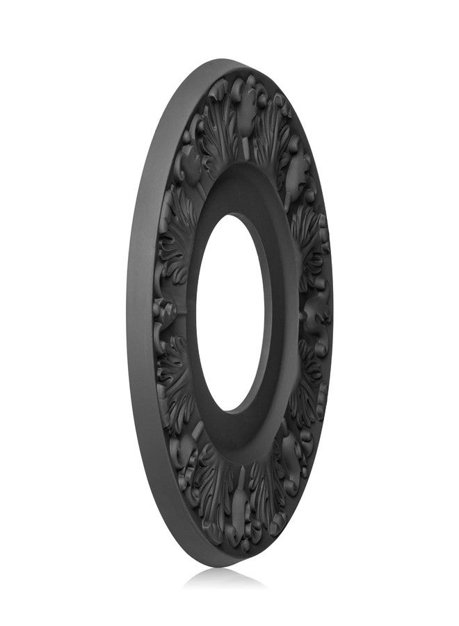 ELFCAB 2 PCS Vintage Carved Flower PU Ceiling Medallion for Light Fixtures and Ceiling Fans 10-1/8"OD X 4"ID X 0.8 "P (Black) - Image 5