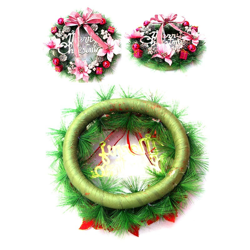 Christmas Wreath with Led String Light Garland Merry Christmas Front Door Wreath Artificial Plants Flower Wall Window Hanging Ornament - Image 4