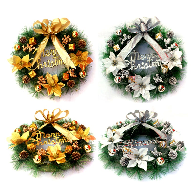 Christmas Wreath with Led String Light Garland Merry Christmas Front Door Wreath Artificial Plants Flower Wall Window Hanging Ornament - Image 5