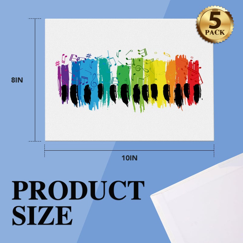 ESRICH Canvas Boards for Painting, 5 Pack Canvases for Painting 8x10 Cotton Primed Acid Free Blank Canvas Panels for Oil Paint, Watercolor, Acrylic Paint, Gouache and Tempera. - Image 2