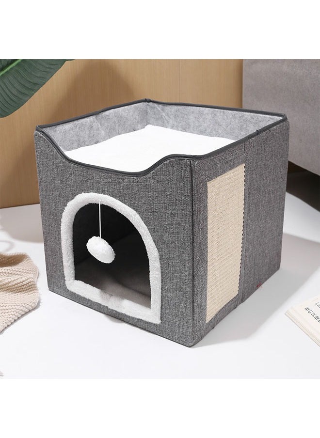 NKX - Foldable Double Layer Square Cat Sleeping House - Image 1