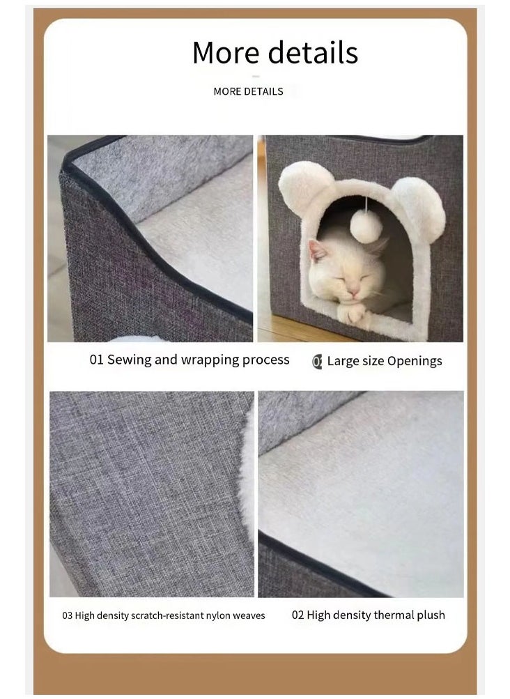 NKX - Foldable Double Layer Square Cat Sleeping House - Image 1