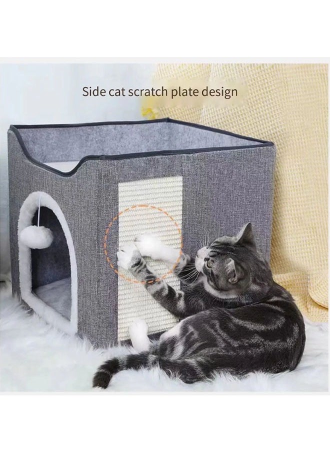 NKX - Foldable Double Layer Square Cat Sleeping House - Image 1