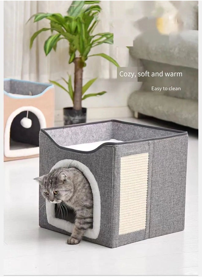 NKX - Foldable Double Layer Square Cat Sleeping House - Image 1