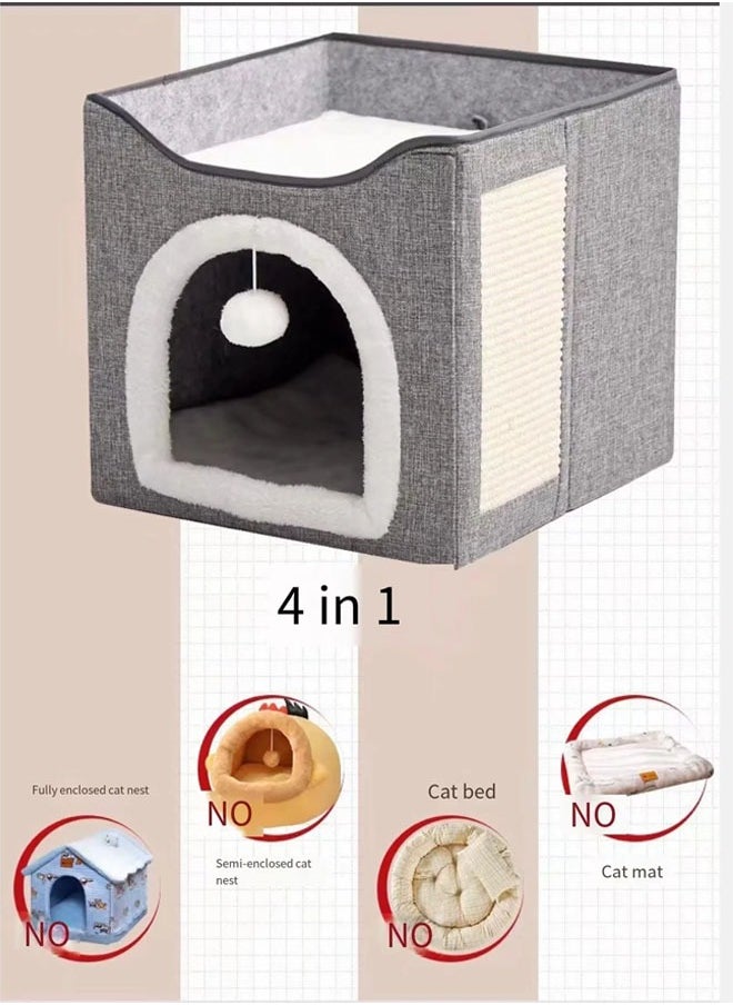 NKX - Foldable Double Layer Square Cat Sleeping House - Image 1