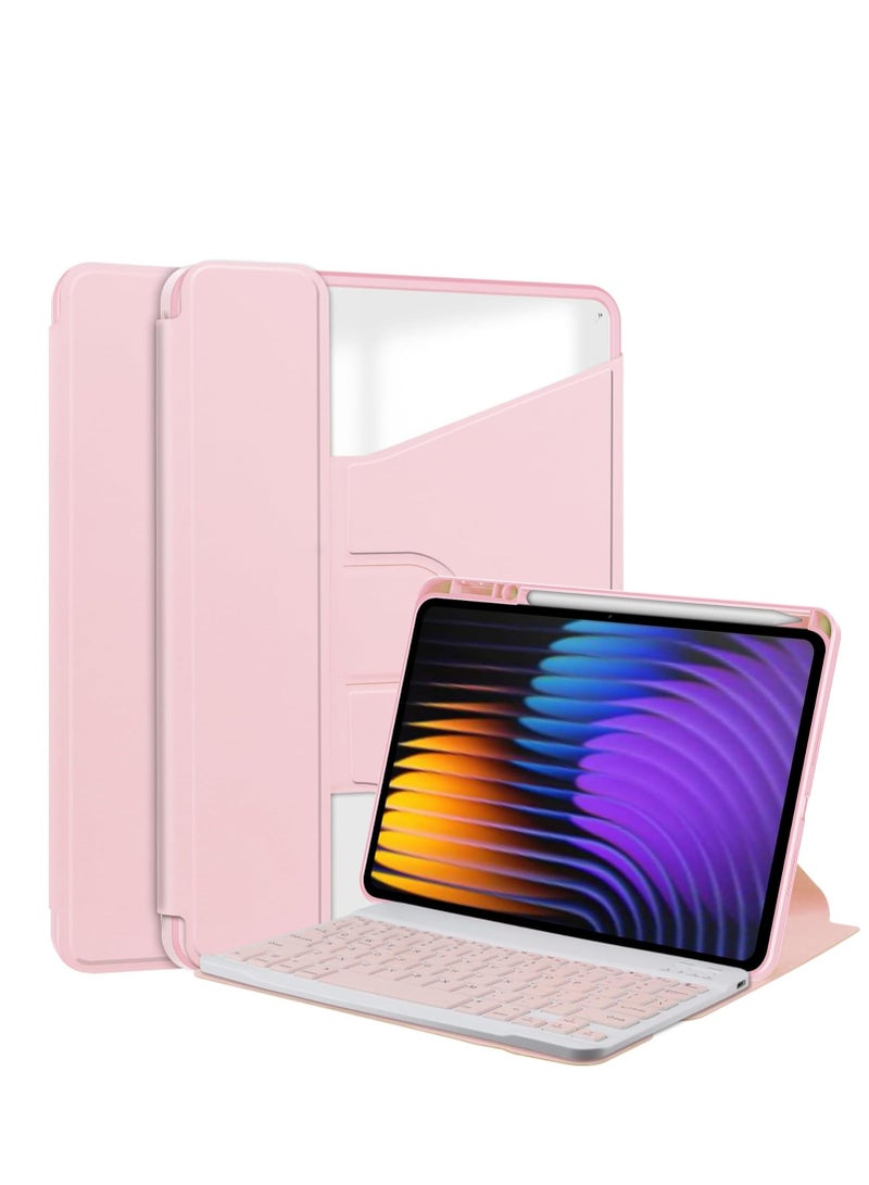 Keyboard Case for Xiaomi Pad 7/7 Pro 11.2-inch (2024),with Bluetooth Wireless Removable Keyboard & Magnetic Tablet Protective Case with Pen Slot (Pink) - Image 1