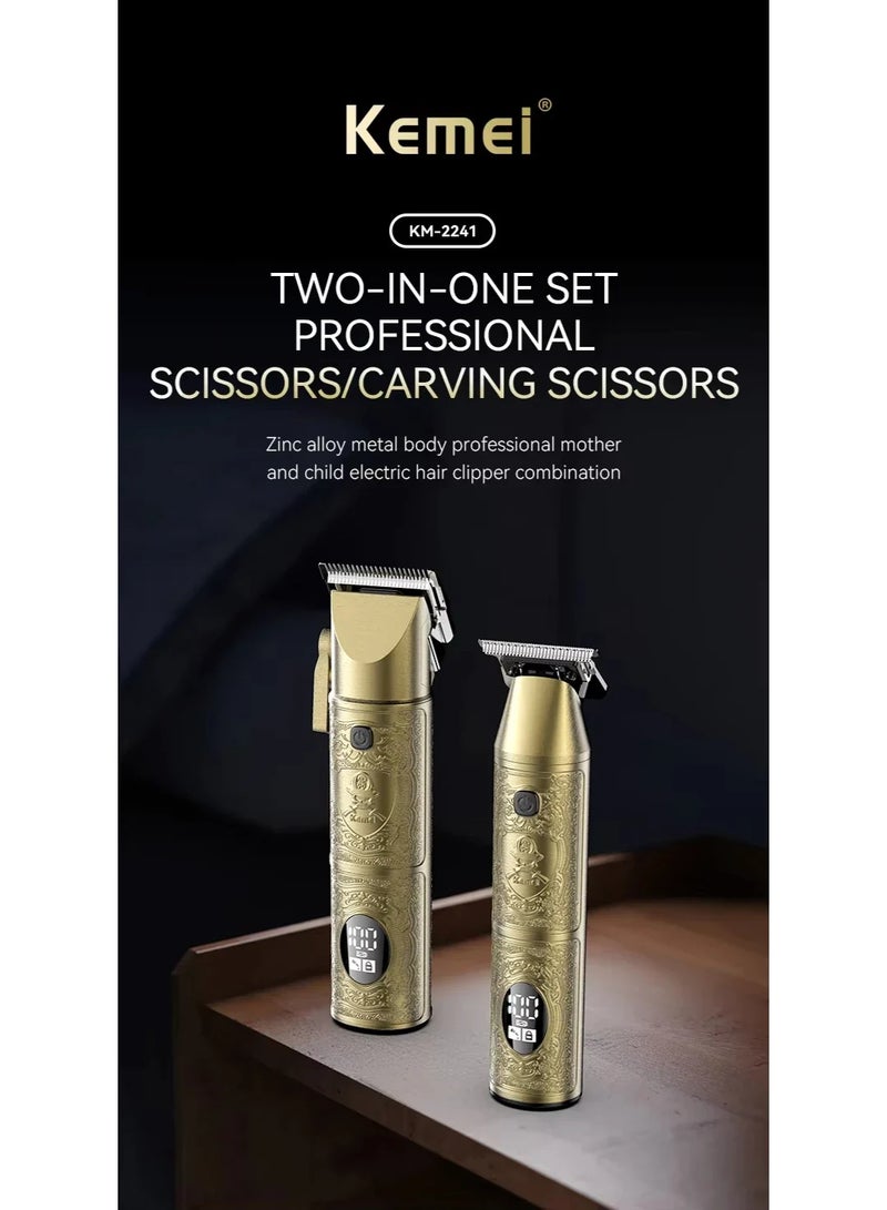 Kemei KM-2241 Professional Trimmer & Shaver – Dual-Use Blade, Metal Body, 120/100 Min Runtime, 2000/1200mAh Battery multicolour - Image 3