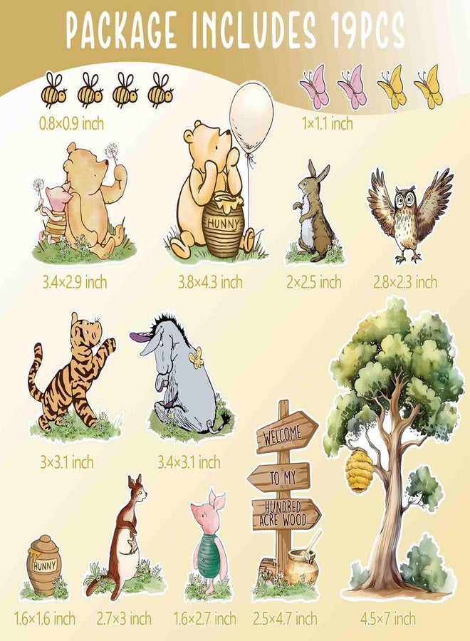 Bttwkco 19PCS Winnie Baby Shower Cake Decorations，Classic Happy Birthday Cake Toppers Set for first Birthday Party Decor - Image 4