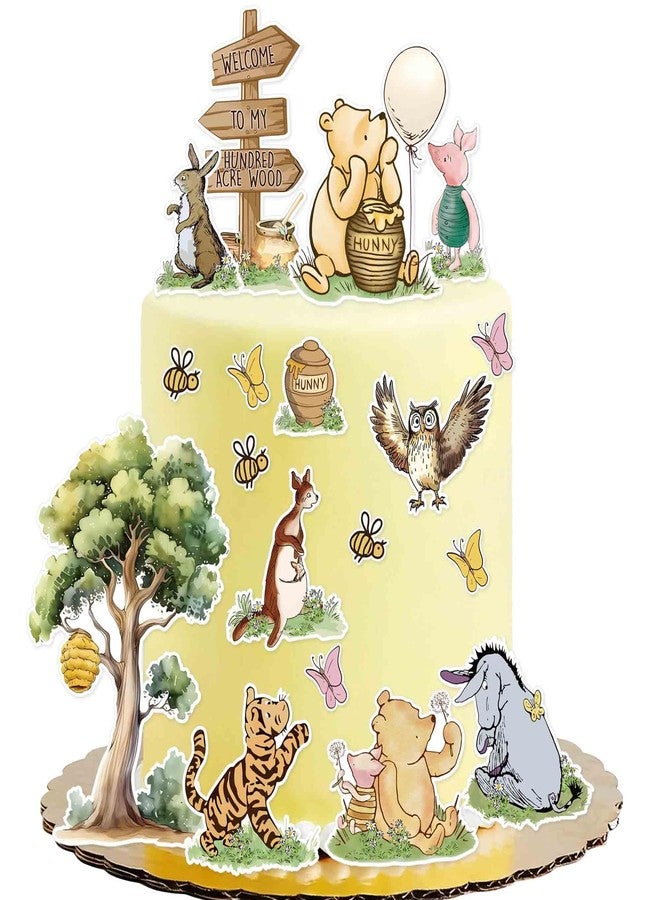 Bttwkco 19PCS Winnie Baby Shower Cake Decorations，Classic Happy Birthday Cake Toppers Set for first Birthday Party Decor - Image 1