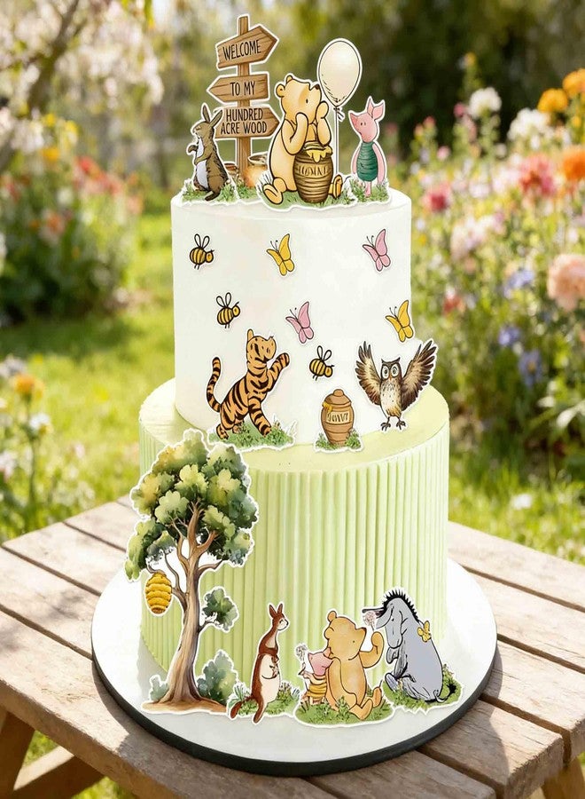 Bttwkco 19PCS Winnie Baby Shower Cake Decorations，Classic Happy Birthday Cake Toppers Set for first Birthday Party Decor - Image 3