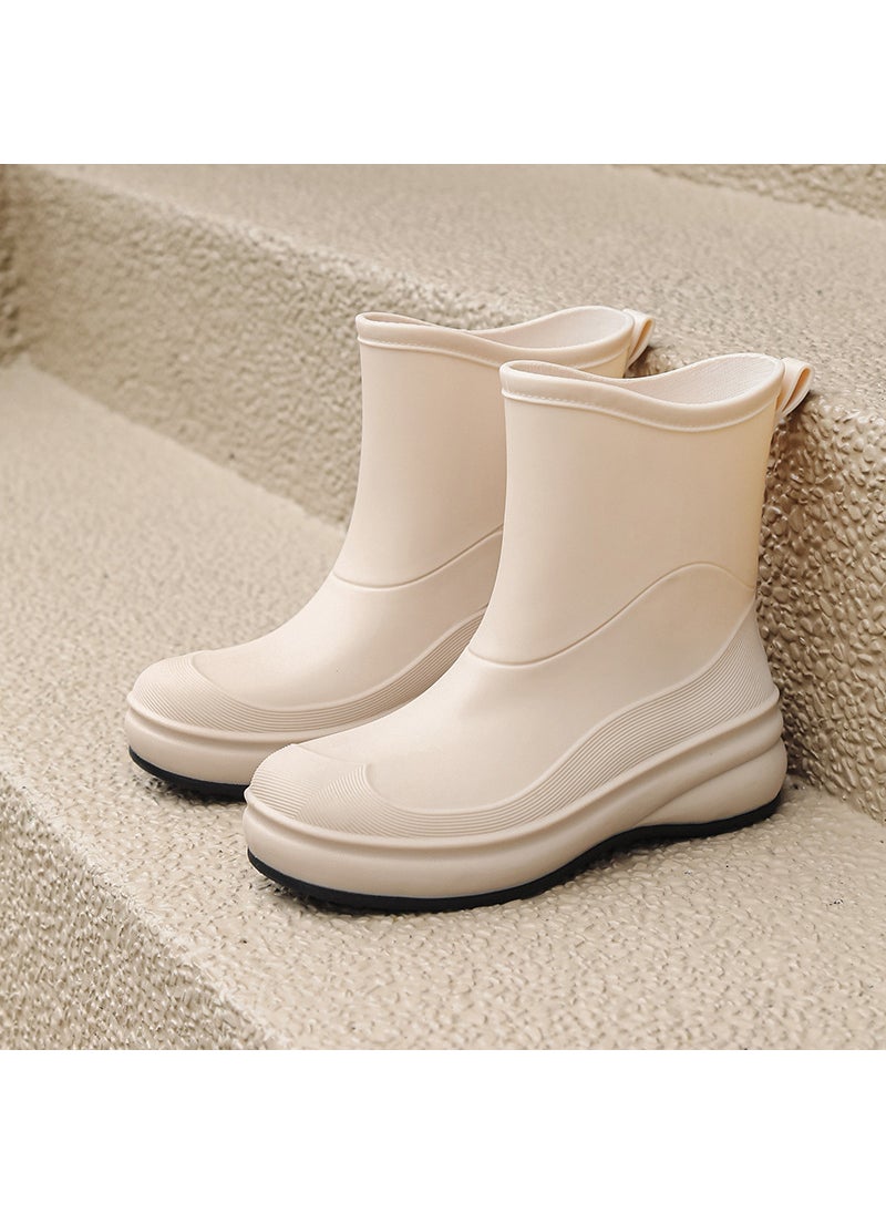 Generic Stylish Waterproof Womens Rain Boots rice white 