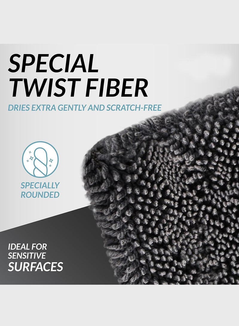 روعة قطعتان كبيرتان من منشفة السيارة فائقة النعومة والسماكة، قماش تجفيف السيارة فائق الامتصاص، منشفة تجفيف كبيرة ممتازة خالية من الخدوش للسيارات والدراجات النارية وقماش تنظيف أدوات غسيل السيارات 40*60 سم - Image 4