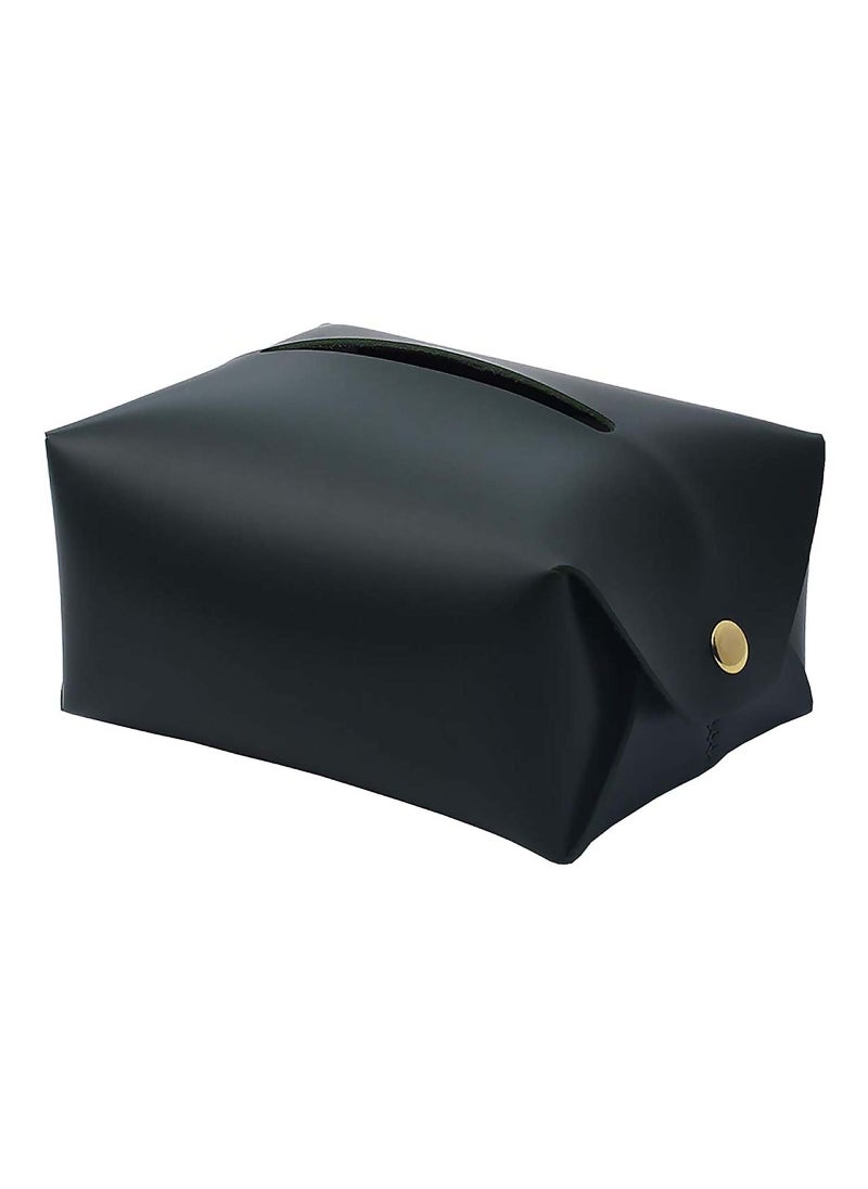SYOSI Tissue Box, Black Tissue Holder Box, Large Size Rectangular Tissue Box Cover, PU Leather Modern Stylish Tissue Holder, Organizer Home Decorating with Excellent for Bedroom and Bathroom  - Image 1
