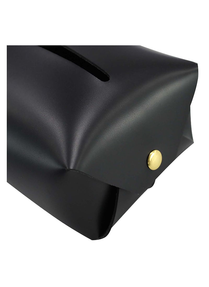 SYOSI Tissue Box, Black Tissue Holder Box, Large Size Rectangular Tissue Box Cover, PU Leather Modern Stylish Tissue Holder, Organizer Home Decorating with Excellent for Bedroom and Bathroom  - Image 5