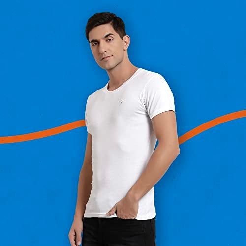 sporto Men's Combed Cotton Round Neck Ribbed Gym Vest/Undershirt (Pack of 2) | White - Image 5
