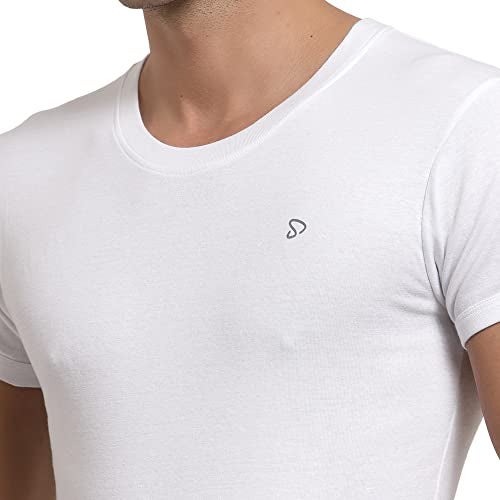 sporto Men's Combed Cotton Round Neck Ribbed Gym Vest/Undershirt (Pack of 2) | White - Image 4