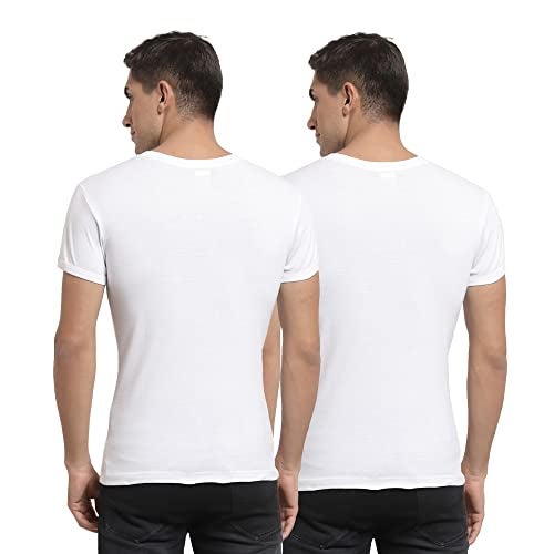 sporto Men's Combed Cotton Round Neck Ribbed Gym Vest/Undershirt (Pack of 2) | White - Image 2