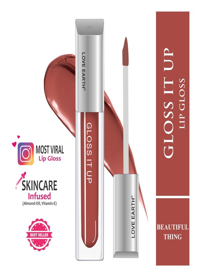 Love Earth Liquid Lip Gloss -Beautiful Thing For Soft & Dewy Lips Enriched With Vitamin E & Almond Oil |Lip Color For Glossy Look |Lightweight Non Sticky Lip Shiner For Moisturizing 3ml (Barbie Pink) - Image 2