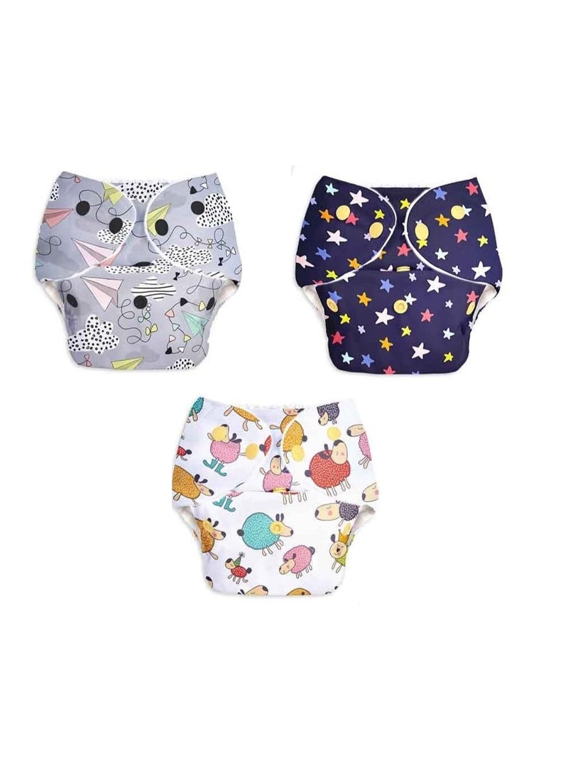 Baby Cloth Diapers One 0 Month To 3 Years Size Adjustable Washable Reusable For Baby Girls And Boys Baby's Kids Pocket Diaper Set Of 3 - Image 1
