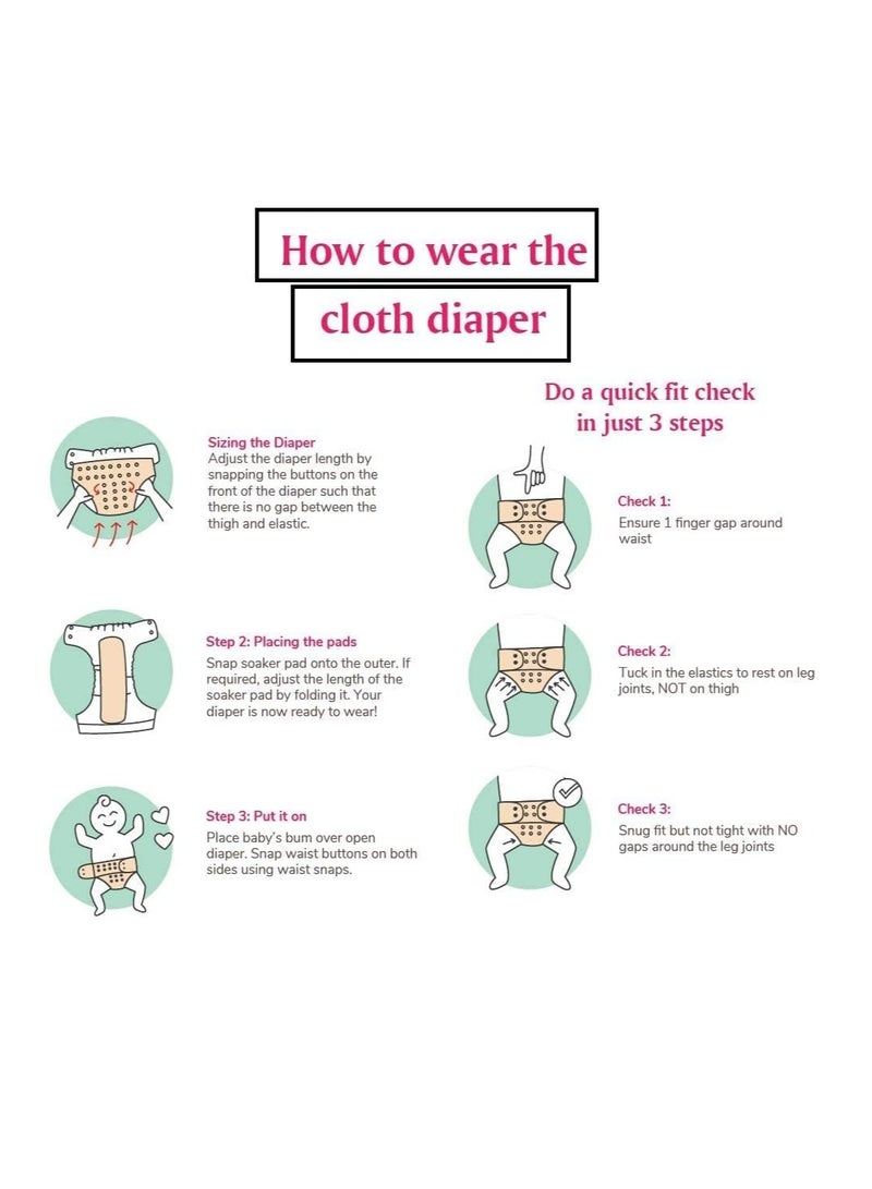 Baby Cloth Diapers One 0 Month To 3 Years Size Adjustable Washable Reusable For Baby Girls And Boys Baby's Kids Pocket Diaper Set Of 3 - Image 5