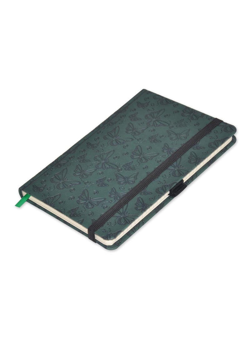 FIS Executive Notebook, Size 13x21CM, 96 Sheets Single Line With Elastic PU Window Green Design 6 -FSNBEX13X21GRD6 - Image 1