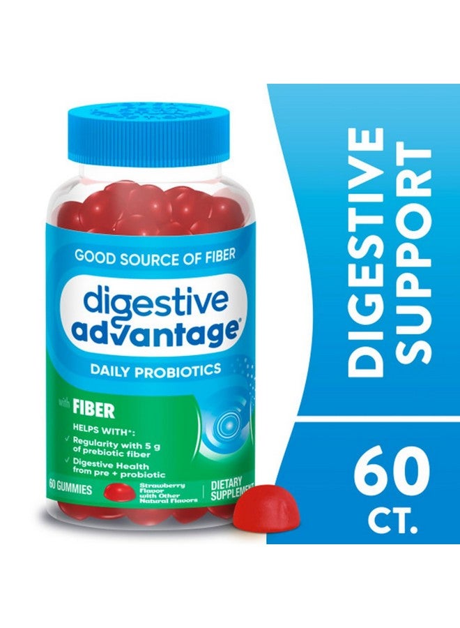 Digestive Advantage Prebiotic Fiber Supplement Strawberry Flavor Gummies with Probiotics for Women & Men Digestive Health, Adults Regularity and Gut Health, 60 Count (3 Pack) - Image 2