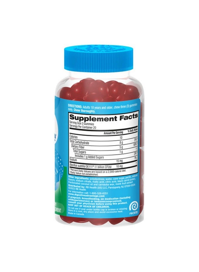 Digestive Advantage Prebiotic Fiber Supplement Strawberry Flavor Gummies with Probiotics for Women & Men Digestive Health, Adults Regularity and Gut Health, 60 Count (3 Pack) - Image 5