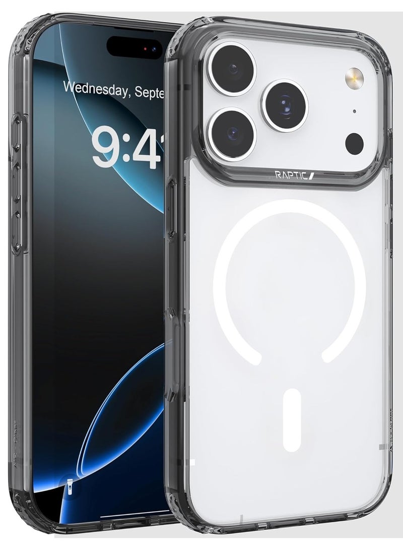 RAPTIC غطاء حماية شفاف لجهاز آيفون 17 برو ماكس متوافق مع ماغسيف [اختبار السقوط من ارتفاع 13 قدم] - أسود شفاف - Image 1