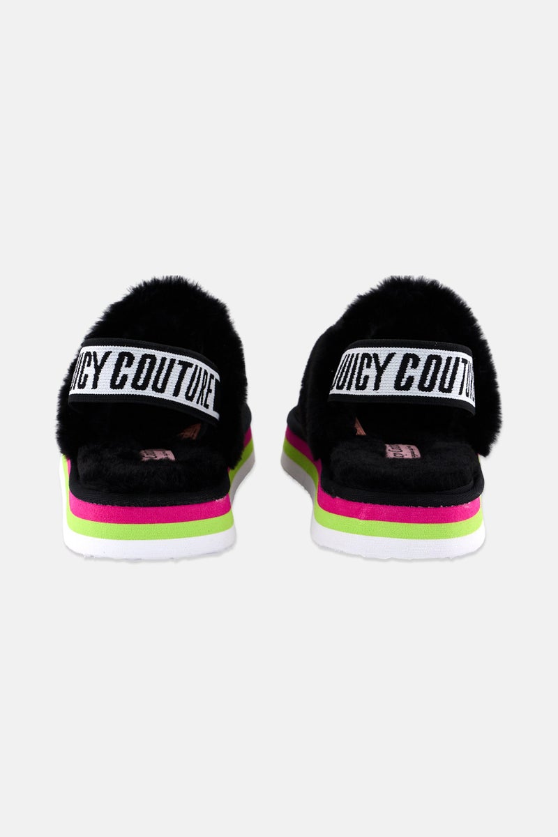 Juicy Couture Women Medium Onetta Faux Fur Sling Back Clogs, Black  - Image 3