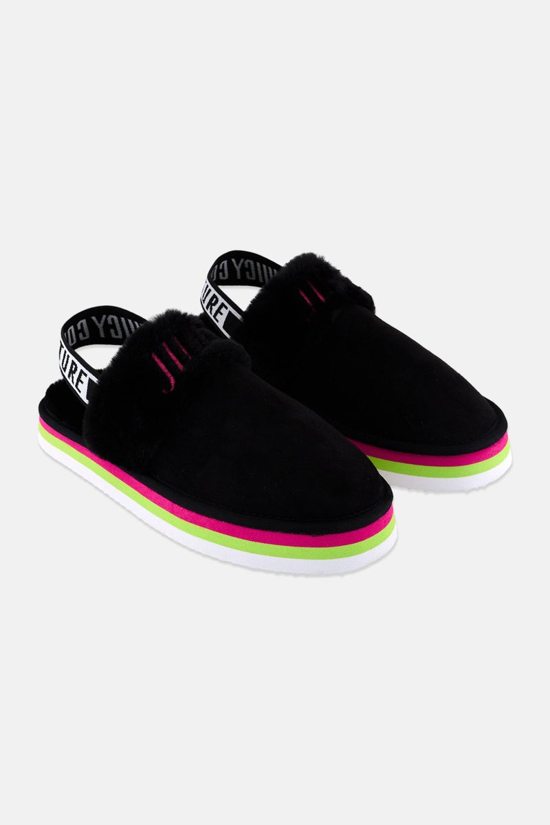 Juicy Couture Women Medium Onetta Faux Fur Sling Back Clogs, Black  - Image 1