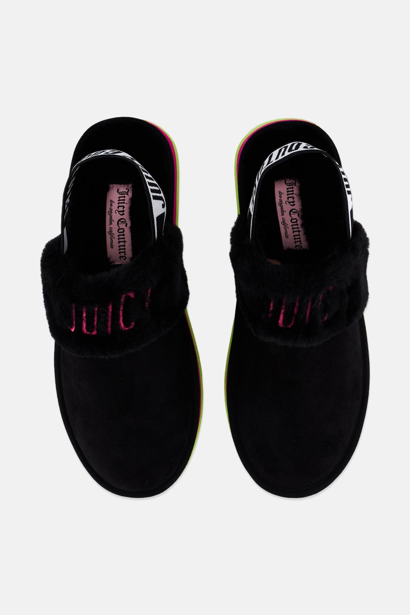 Juicy Couture Women Medium Onetta Faux Fur Sling Back Clogs, Black  - Image 2