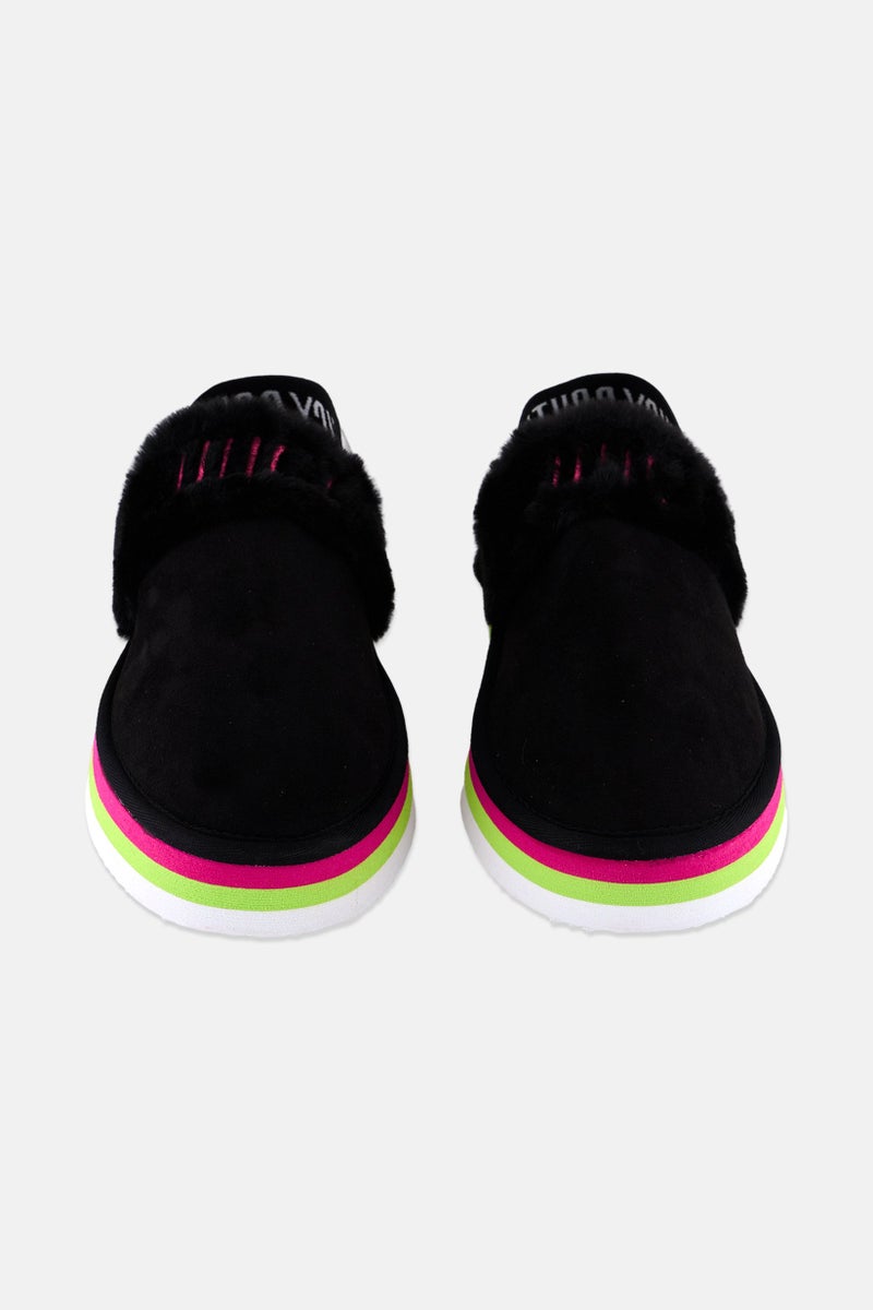 Juicy Couture Women Medium Onetta Faux Fur Sling Back Clogs, Black  - Image 4