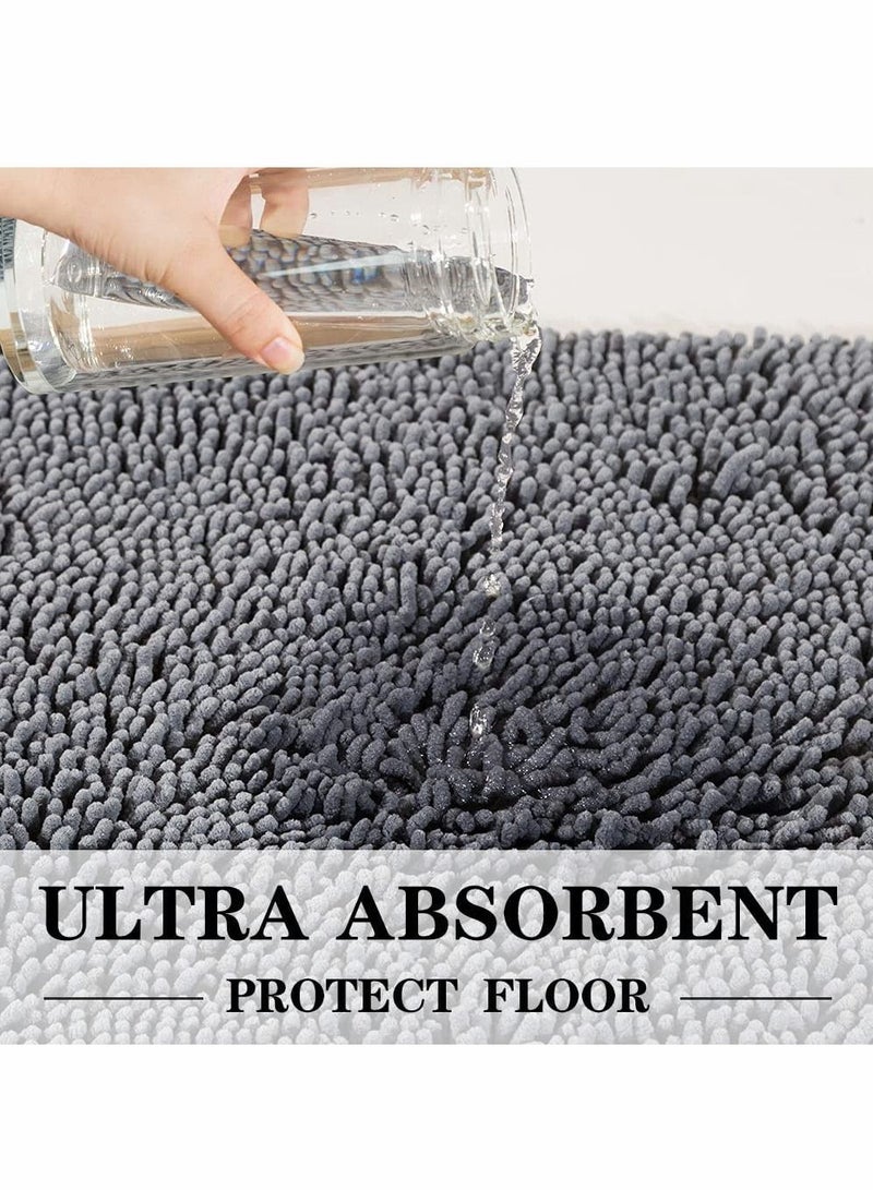 SYOSI سجادة حمام SYOSI غير زلقة سجادة استحمام ناعمة مريحة كثيفة متينة سجادات حمام أسهل في التجفيف، سجادات فخمة لأحواض الاستحمام والحمامات تحت الحوض رمادية داكنة 32×20 - Image 5