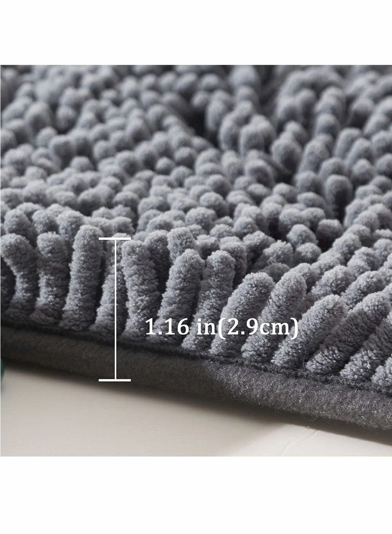 SYOSI سجادة حمام SYOSI غير زلقة سجادة استحمام ناعمة مريحة كثيفة متينة سجادات حمام أسهل في التجفيف، سجادات فخمة لأحواض الاستحمام والحمامات تحت الحوض رمادية داكنة 32×20 - Image 3
