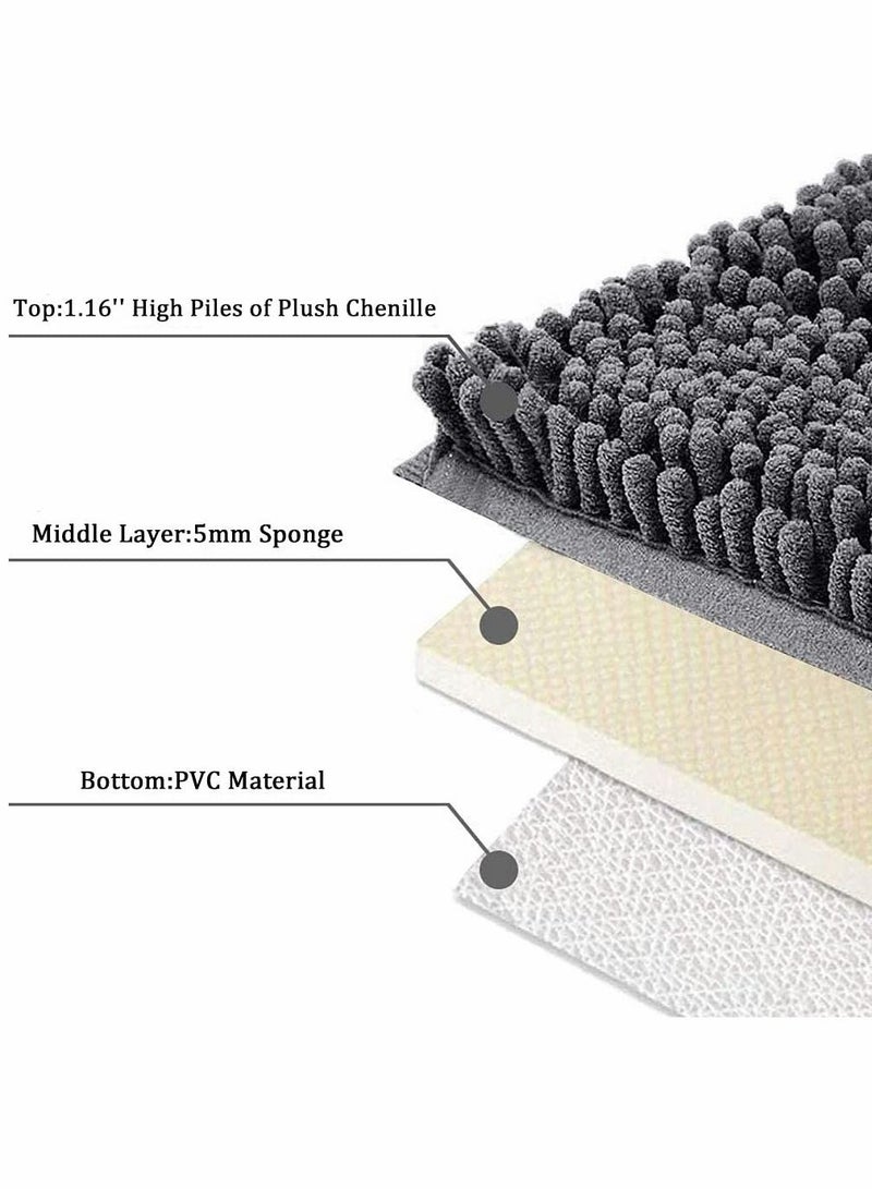 SYOSI سجادة حمام SYOSI غير زلقة سجادة استحمام ناعمة مريحة كثيفة متينة سجادات حمام أسهل في التجفيف، سجادات فخمة لأحواض الاستحمام والحمامات تحت الحوض رمادية داكنة 32×20 - Image 4