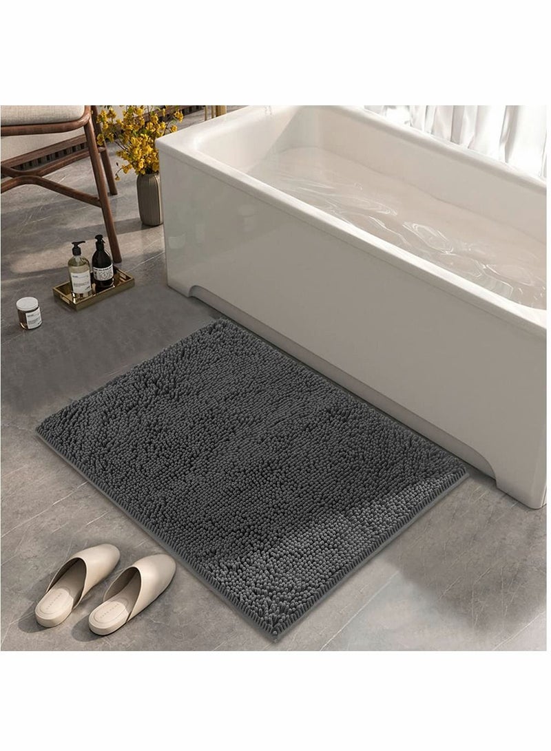 SYOSI سجادة حمام SYOSI غير زلقة سجادة استحمام ناعمة مريحة كثيفة متينة سجادات حمام أسهل في التجفيف، سجادات فخمة لأحواض الاستحمام والحمامات تحت الحوض رمادية داكنة 32×20 - Image 2