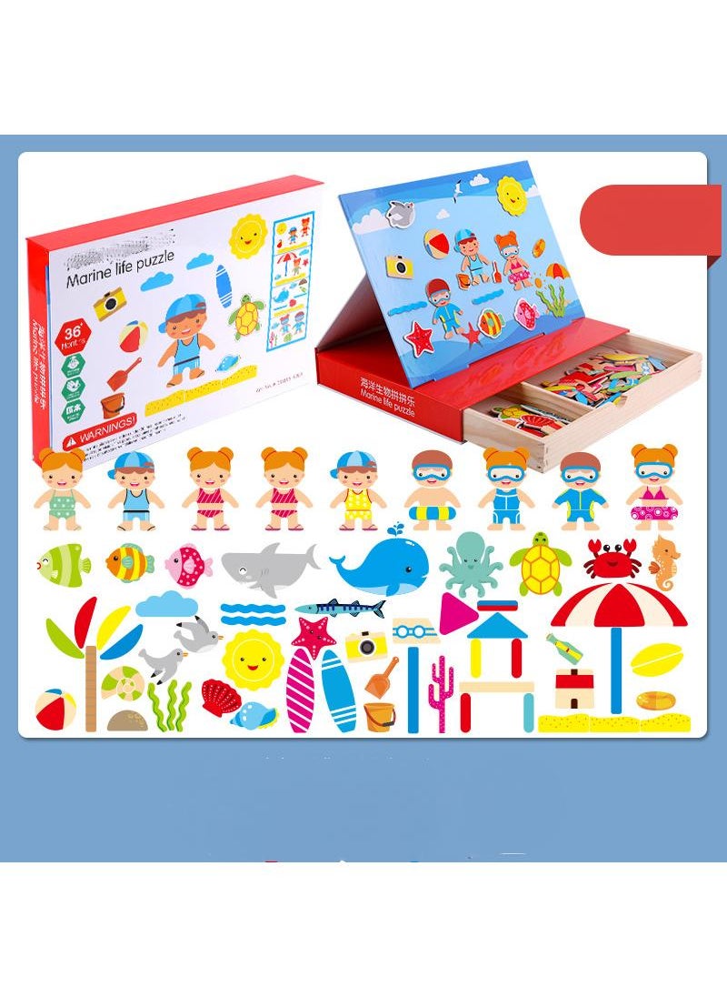 Y&D Cartoon Wooden Magnetic Double-Sided Sketchpad Educational Enlightenment Early Education Puzzle Toy  - Image 1