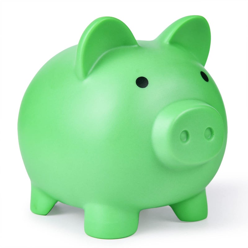 PJDRLLC Piggy Bank Unbreakable Plastic Money Bank Coin Bank for Girls and Boys Medium Size Piggy Banks Practical Gifts for Birthday Easter Christmas Green - Image 2