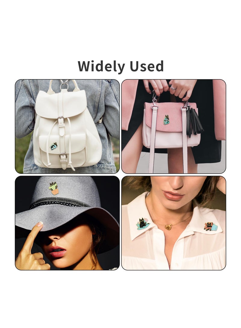 SOLARAE دبابيس مينا قطة لطيفة، 6 قطع من القطط الكرتونية المخفية في نباتات مزروعة دبابيس بروش لحقيبة الظهر دبابيس طية صدر السترة لوازم أنمي قطة سوداء شارات بانك زر للرجال والنساء للسترات والملابس والحقائب والقبعات والجينز - Image 5