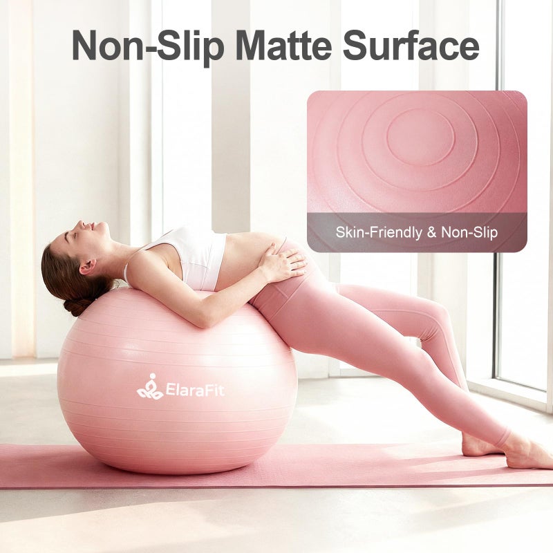 ElaraFit Anti Burst Large Exercise Ball for Yoga Non Slip Pilates Ball with Pump 550 lbs Capacity for Pregnancy, Fitness Size L 23 to 26 inches, About 58 to 65cm (Pink) - Image 5