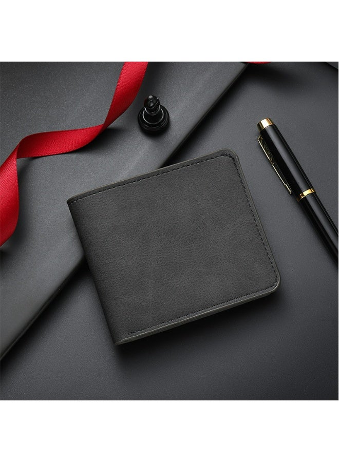 Men's Wallet - Stylish and minimalist design with multiple card slots - Business Suit Bag - Minimalist soft leather short ultra-thin wallet 11*2*10cm  - Image 1