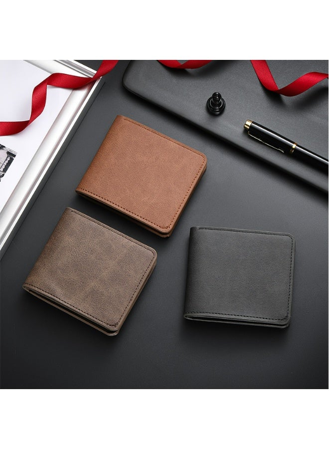 Men's Wallet - Stylish and minimalist design with multiple card slots - Business Suit Bag - Minimalist soft leather short ultra-thin wallet 11*2*10cm  - Image 2