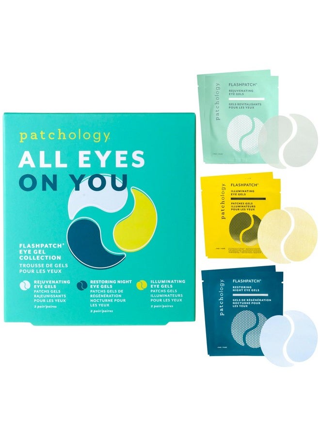 Patchology All Eyes On You Under Eye Mask - Retinol, Collagen & Green Tea Infused - Eye Gels For Dark Circles, Puffiness, & Wrinkles, Eye Patches For Night, Beauty Travel, Reduce Puffy Eyes (6 Pairs)  - Image 1