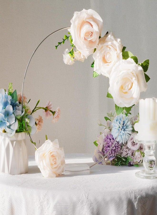 OurWarm 24 PCS 12 Inch Metal Floral Hoop Centerpiece Table Decorations, Silver Wedding Centerpieces for Tables with Acrylic Base, Wedding Table Centerpieces for Party Event Balloon Flower Decorations - Image 4