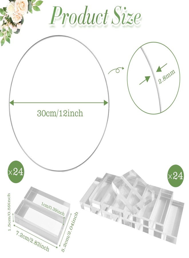 OurWarm 24 PCS 12 Inch Metal Floral Hoop Centerpiece Table Decorations, Silver Wedding Centerpieces for Tables with Acrylic Base, Wedding Table Centerpieces for Party Event Balloon Flower Decorations - Image 2