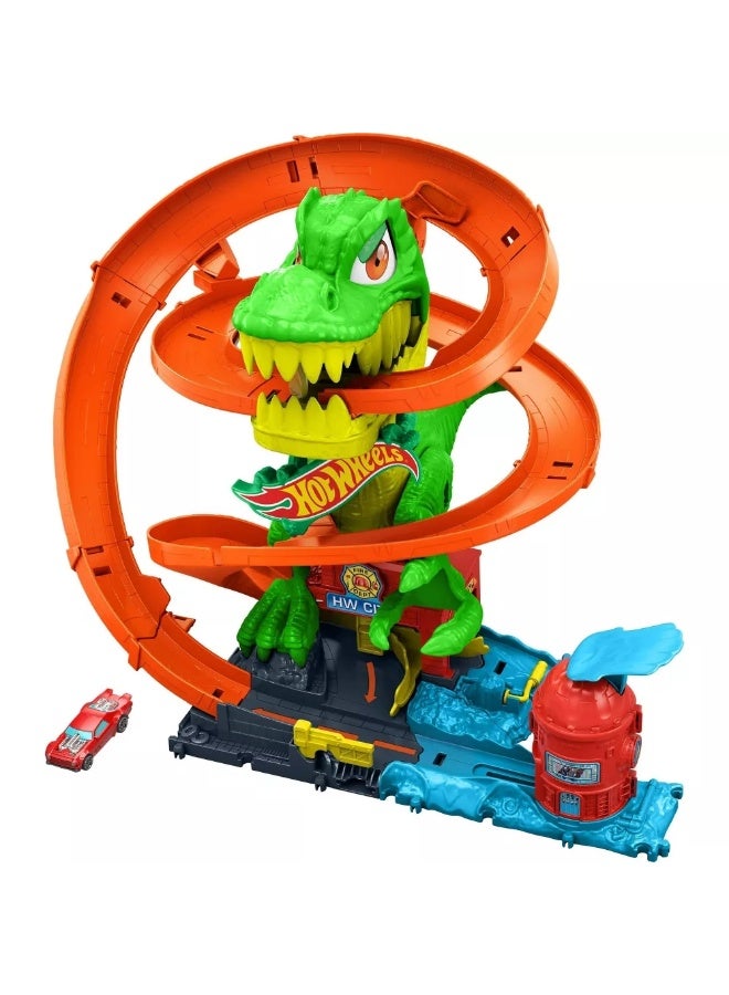 Hot Wheels Let's Race x Hot Wheels City T-Rex Blaze Battle Playset - Image 2